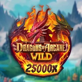 Dragons of Arcane Wild slot logo by Foxium at Uspin Casino